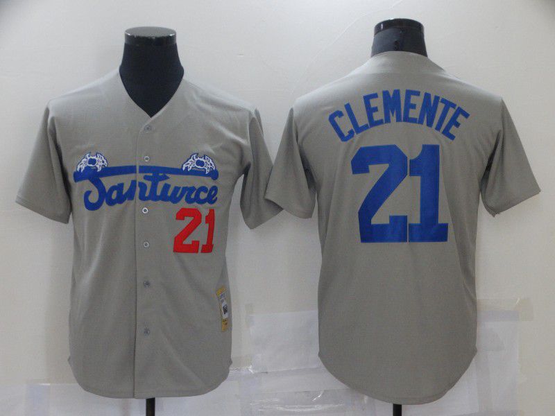 Men Pittsburgh Pirates #21 Clemente Grey Film version Game 2021 MLB Jersey->chicago cubs->MLB Jersey